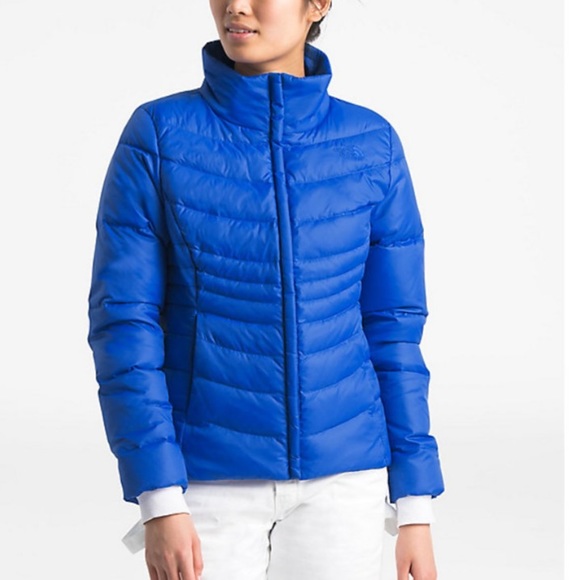 blue north face down jacket